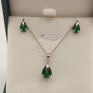 Green Tsavorite Garnet Jewelry Set ,925SS
